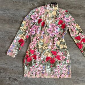 Fashion Nova Floral Long Sleeve Dress - Multicolor